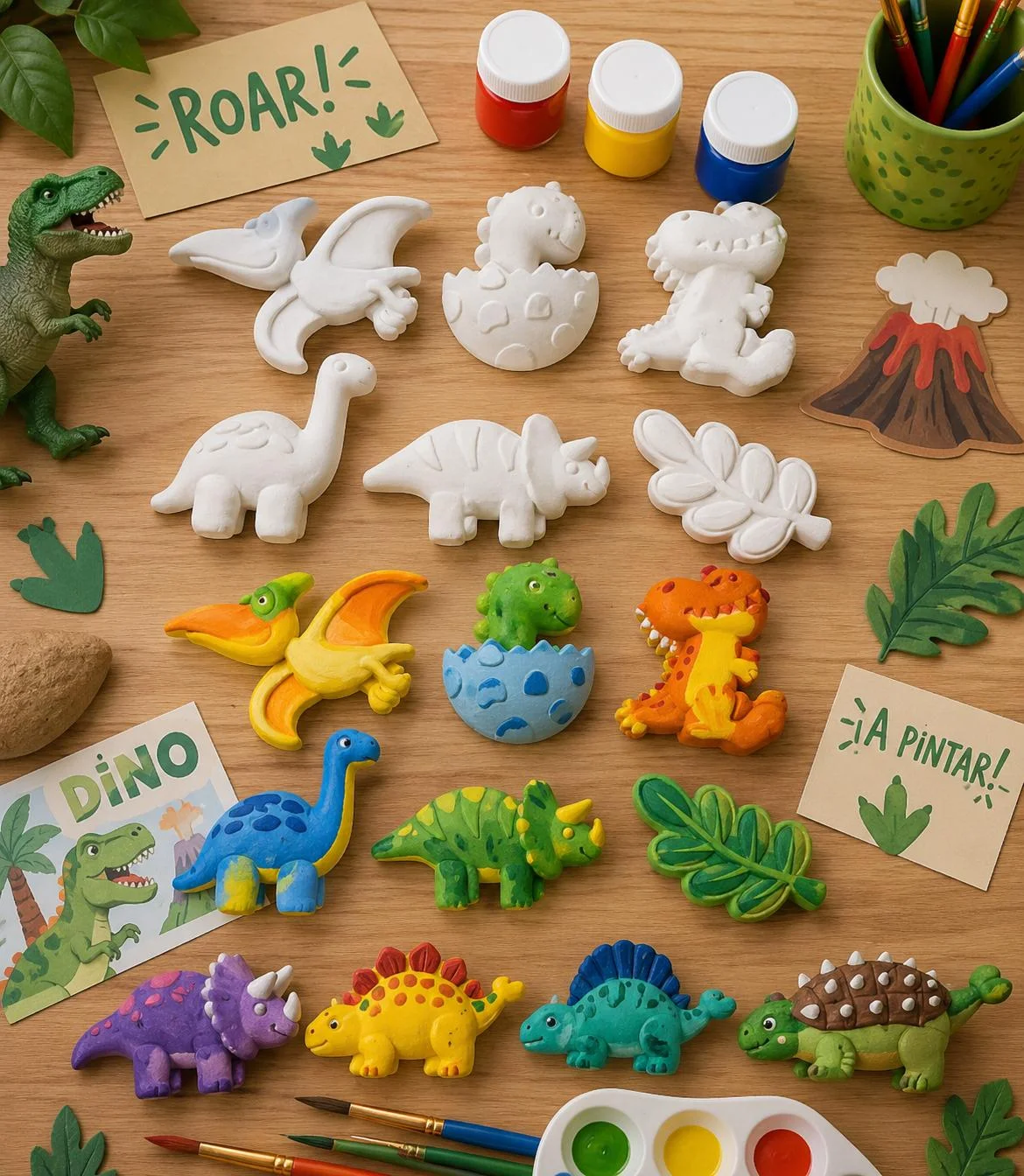 Kit dinosaurios · Pack de 6 para pintar